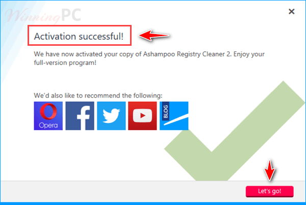 Ashampoo Registry Cleaner Activation Successful Ashampoo Registry Cleaner Activation Successful