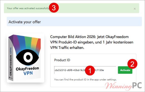 Activate the OkayFreedom VPN offer