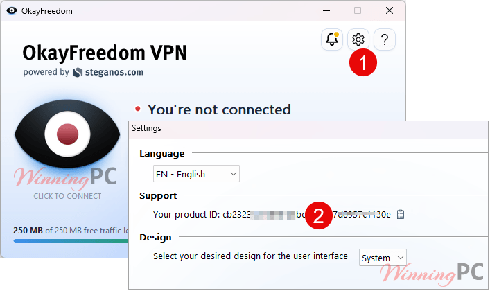 Get OkayFreedom VPN product ID
