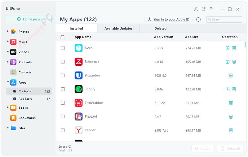 ultfone ios data manager manage apps