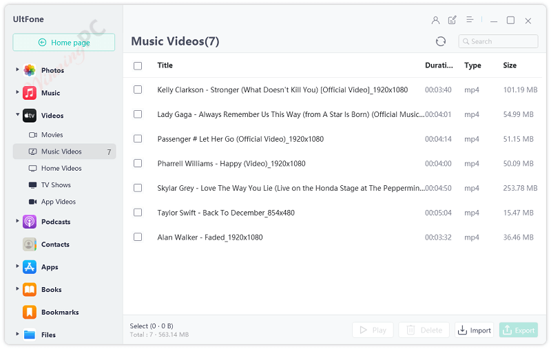 ultfone ios data manager manage music video