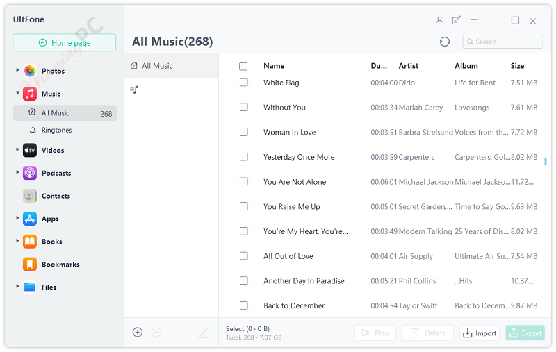 ultfone ios data manager manage music