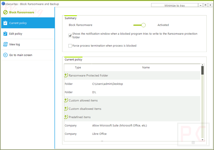 xsecuritas block ransomware and backup screenshot xsecuritas block ransomware and backup screenshot