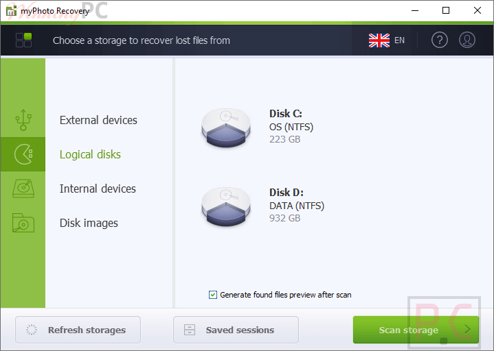 Scan Storage myPhoto Recovery scan storage myphoto recovery