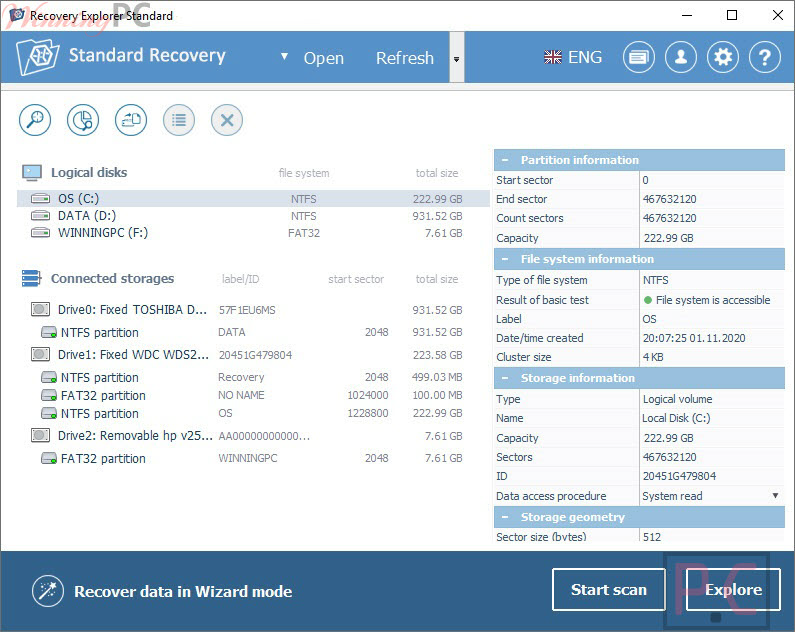 Start Scan Recovery Explorer Standard start scan recovery explorer standard