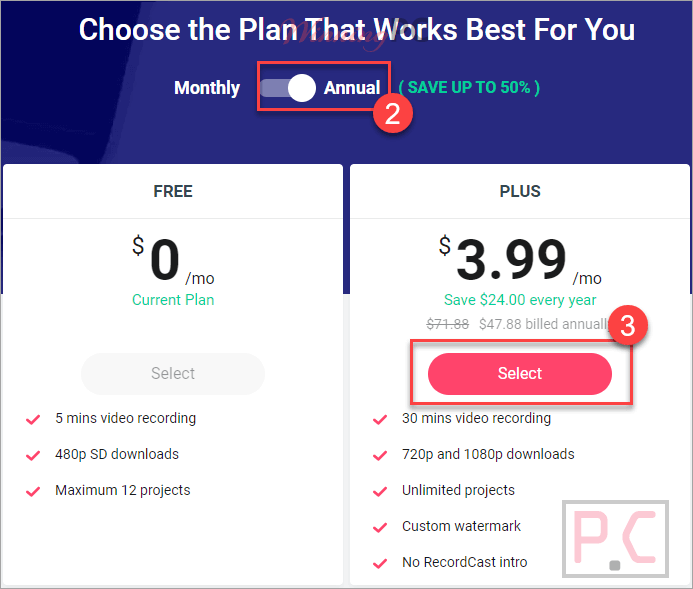 Choose Plan RecordCast Choose Plan RecordCast