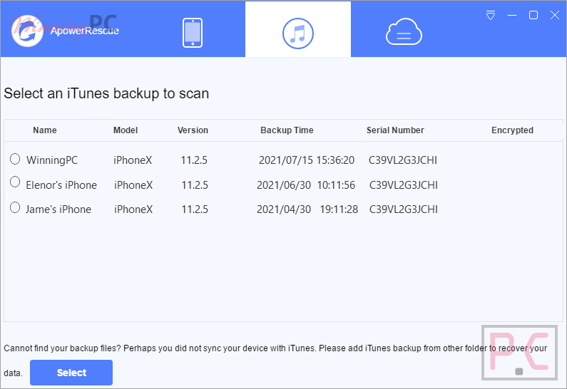 itunes backup apowersoft apowerrescue