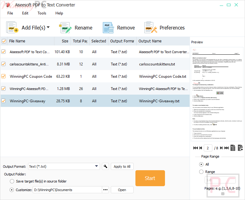 add file aiseesoft pdf to text converter