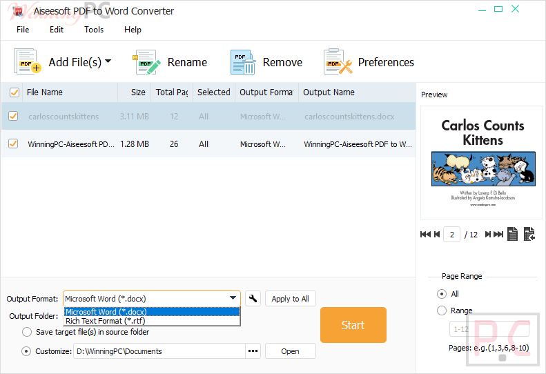add file aiseesoft pdf to word converter