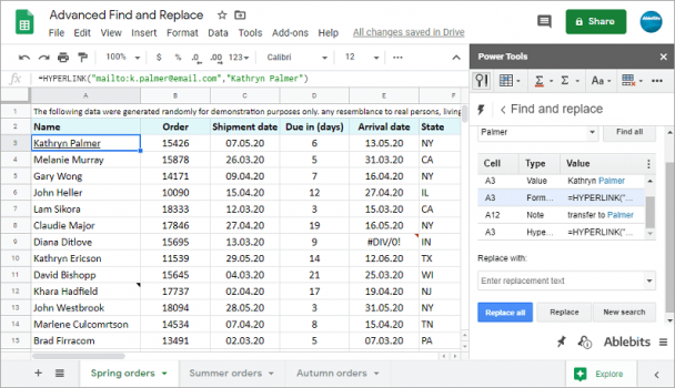 Advanced Find and Replace for Google Sheets: 41% Off