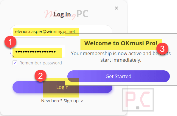 log in okmusi mp3 downloader pro