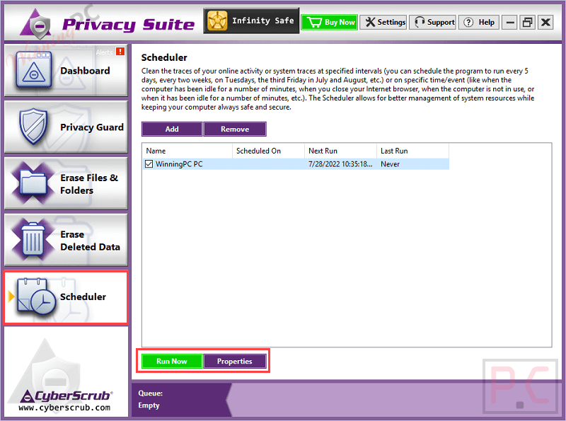 cyberscrub privacy suite scheduler