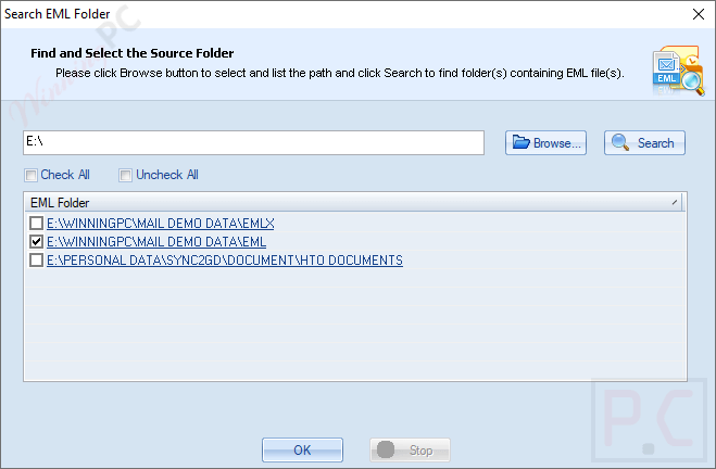 kernel for eml to pst search eml folder