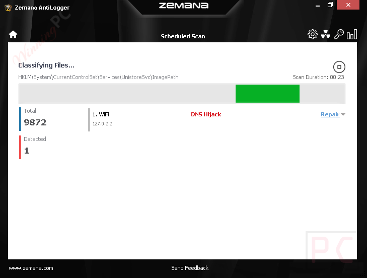 Scheduled Scan Zemana AntiLogger