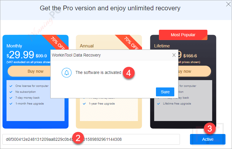 enter license workintool data recovery tool