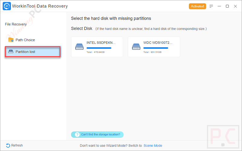 partition lost workintool data recovery tool