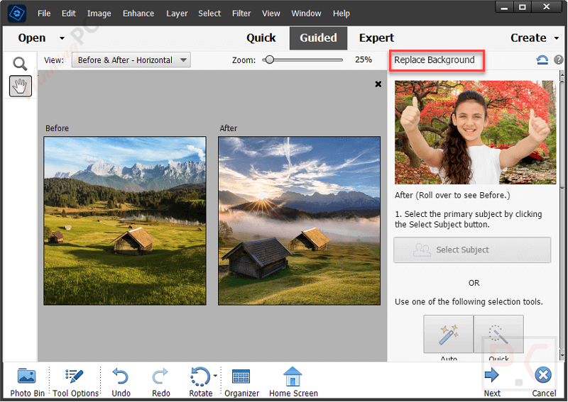 replace background adobe photoshop elements