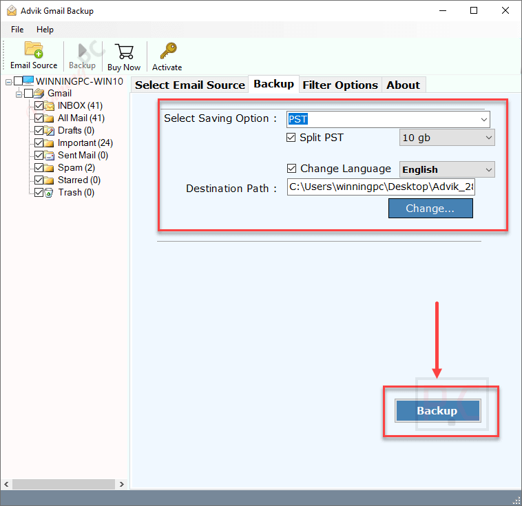 backup advik gmail backup tool