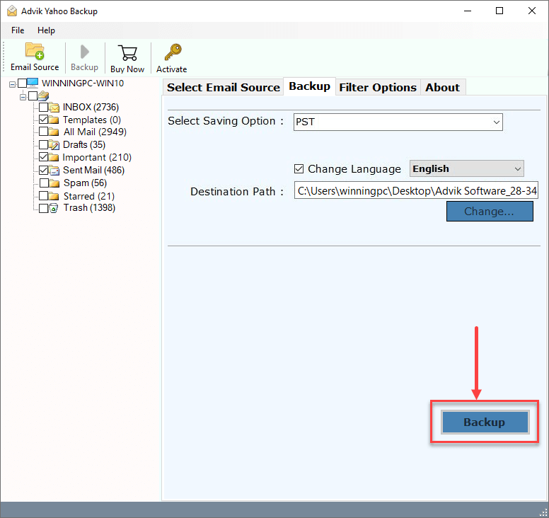 backup advik yahoo backup tool