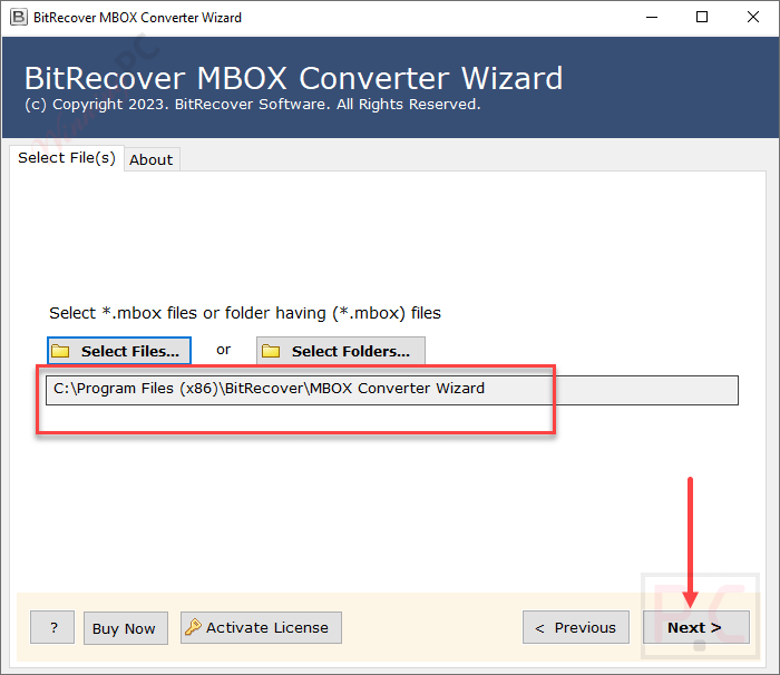 BitRecover MBOX Converter Wizard Screenshot