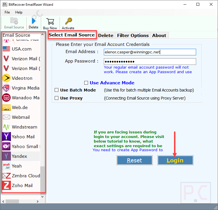 Email Source BitRecover EmailRaser Wizard
