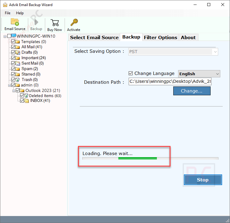 loading advik zoho mail backup tool