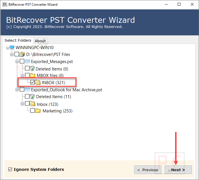 select email folder bitrecover pst file converter wizard select email folder bitrecover pst file converter wizard