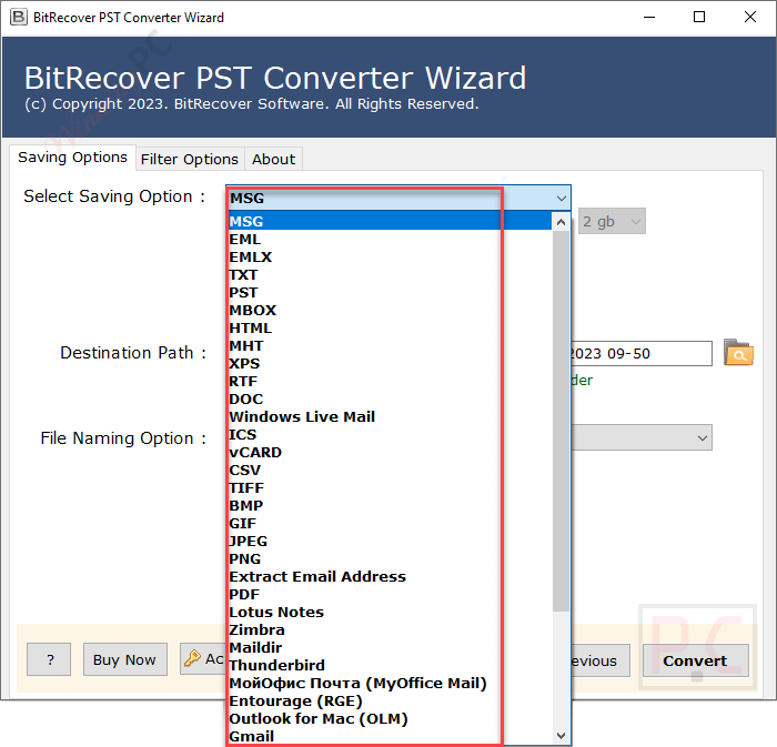 select format bitrecover pst file converter wizard select format bitrecover pst file converter wizard