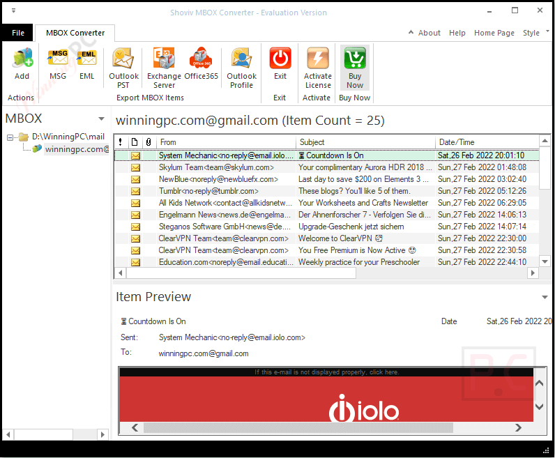 Shoviv MBOX to PST Converter Screenshot Coupon