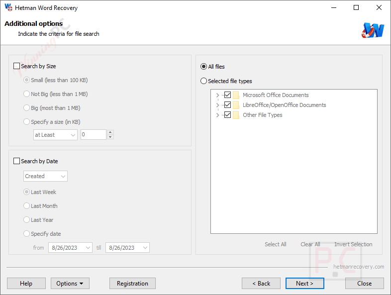 additional options hetman word recovery additional options hetman word recovery