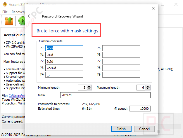 brute force with mask accent zip password recovery brute force with mask accent zip password recovery