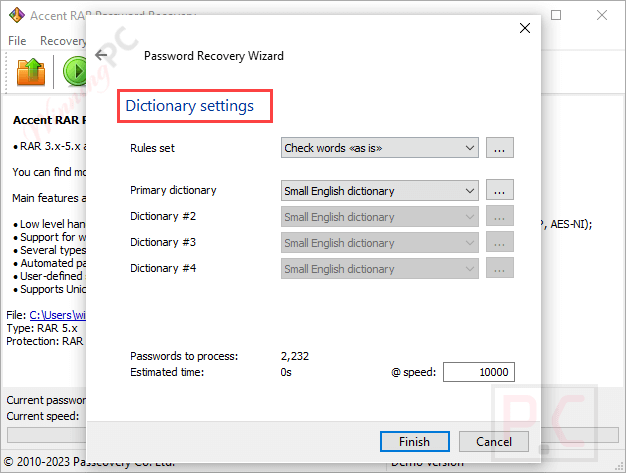 dictionary settings accent rar password recovery dictionary settings accent rar password recovery