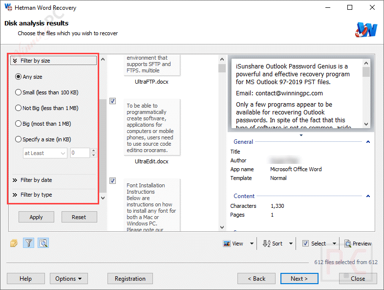 hetman word recoverysearch filter hetman word recoverysearch filter
