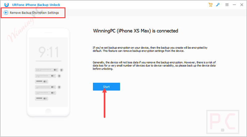 remove backup encryption settings ultfone iphone backup unlock
