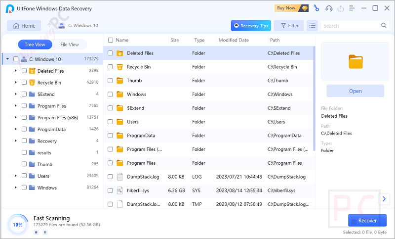 scanning ultfone windows data recovery