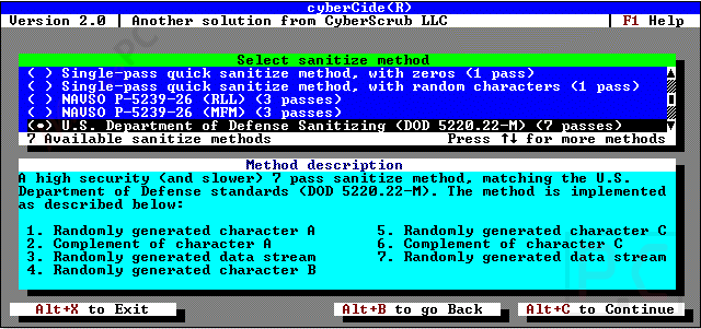 cyberscrub cybercide erasure methods CyberScrub cyberCide Erasure Methods