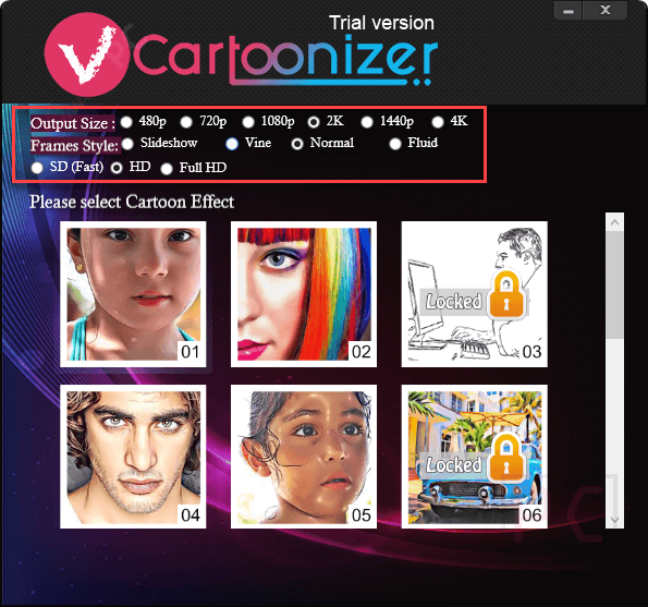 output size vcartoonizer