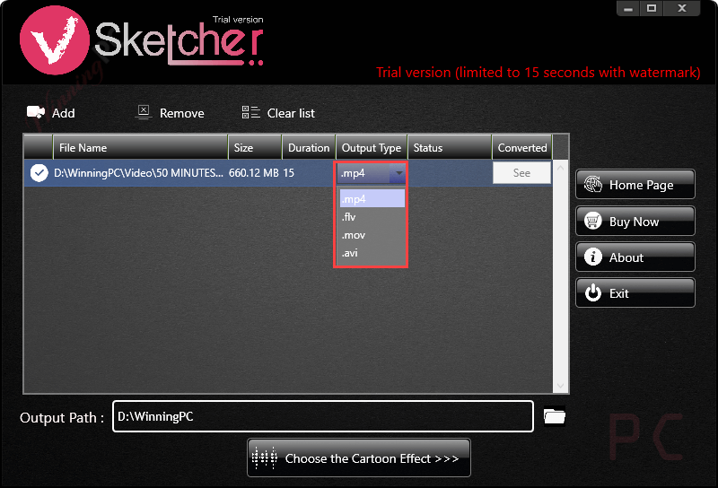 output type vsketcher