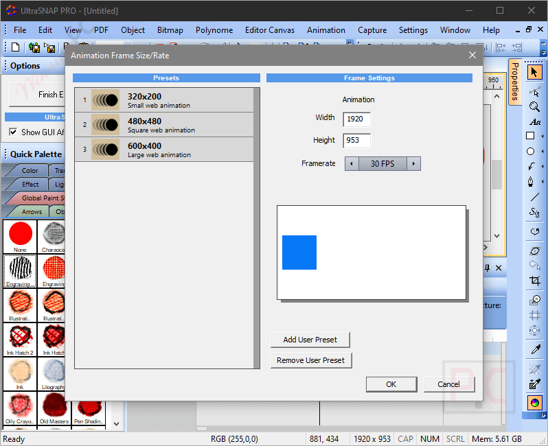 animation frame ultrasnap pro