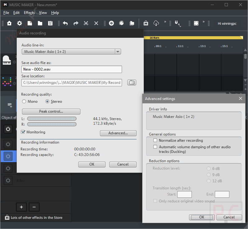 recording magix music maker