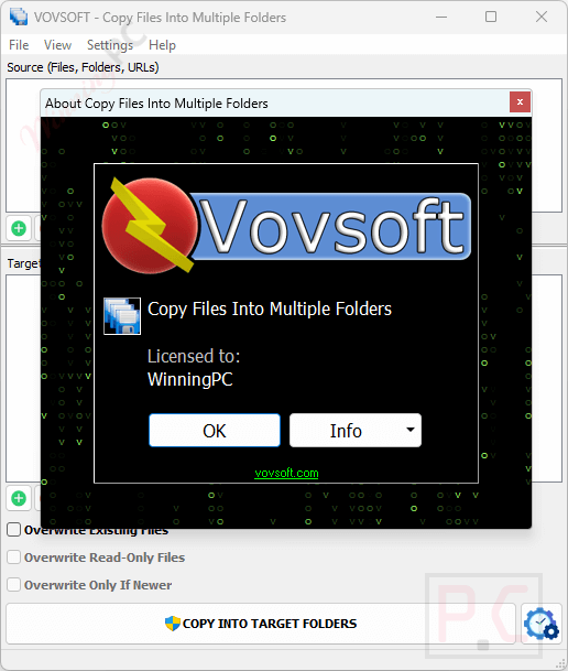about vovsoft copy files into multiple folders free