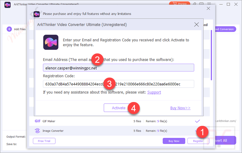 activate arkthinker video converter ultimate