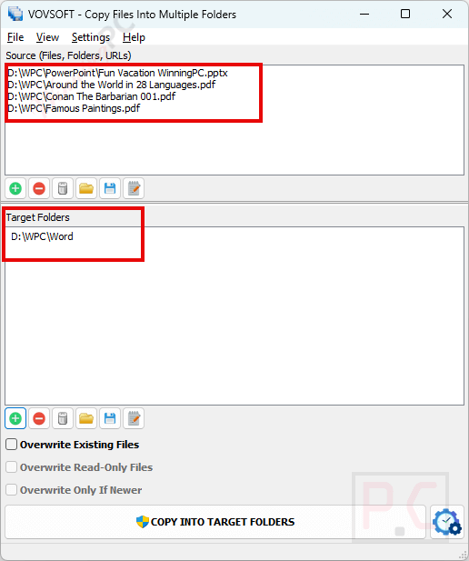 add file vovsoft copy files into multiple folders