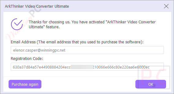arkthinker video converter ultimate activation successful