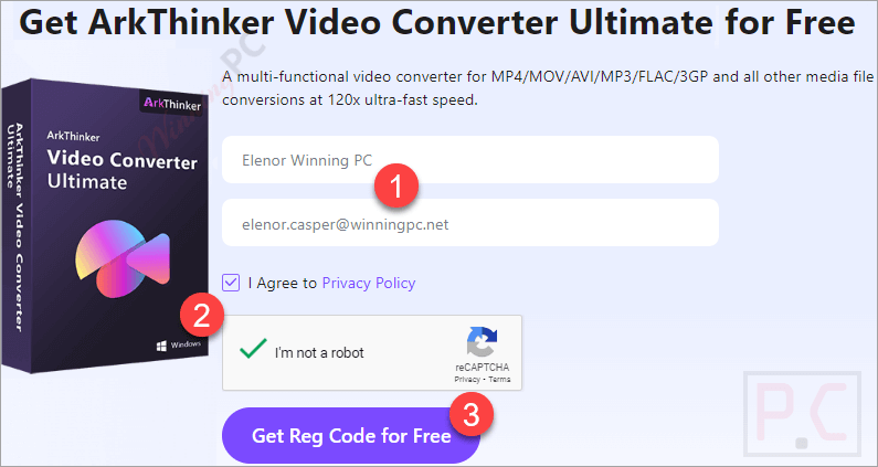arkthinker video converter ultimate giveaway page