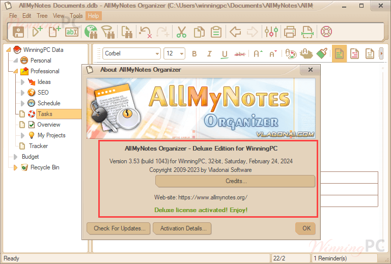 allmynotes organizer deluxe 2024 giveaway license AllMyNotes Organizer Deluxe License Key Free
