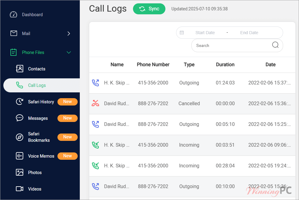 famiguard pro for icloud call logs monitor screenshot