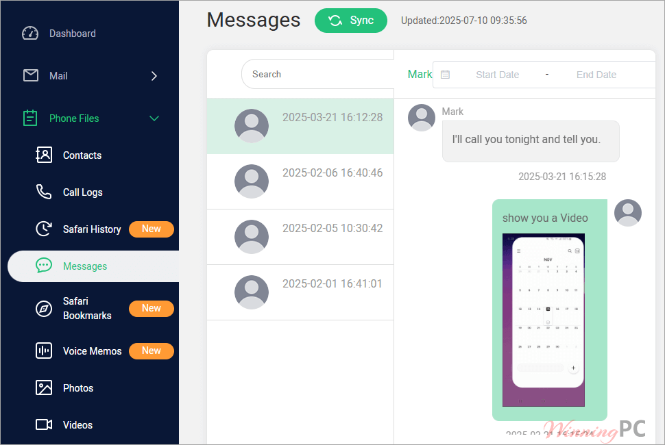 famiguard pro for icloud messages monitor screenshot