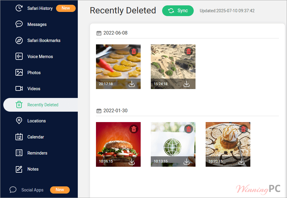 famiguard pro for icloud recently deleted file
