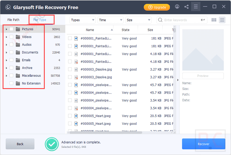 file type glarysoft file recovery pro